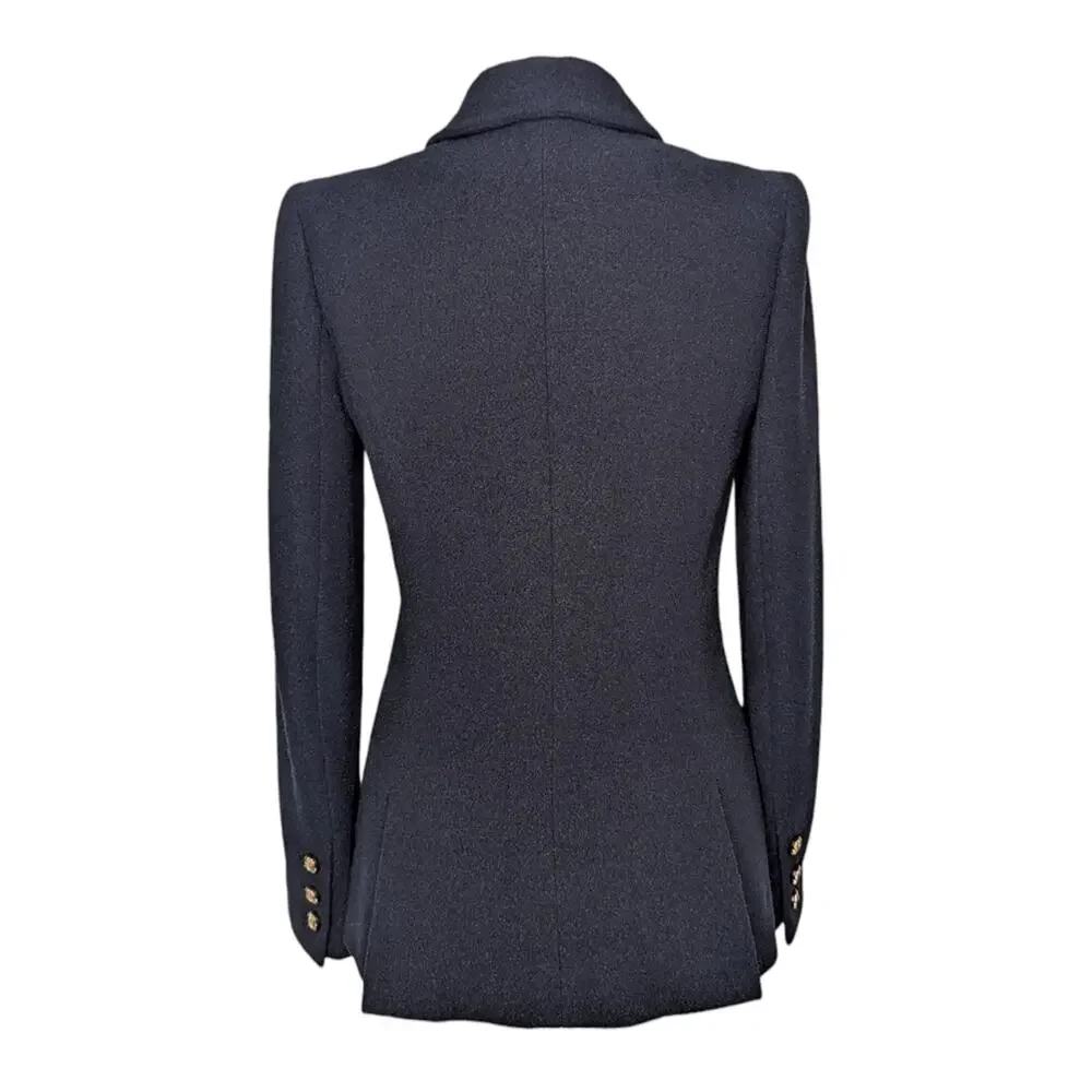 Chanel Cruise 2010 (10C) Jacket Navy Boucle Blazer Gold CC Buttons FR 38 US 6
